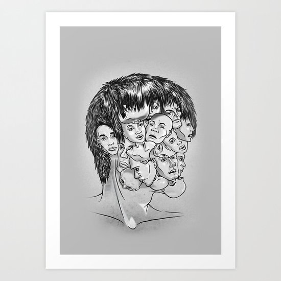 Face Lock BW Art Print