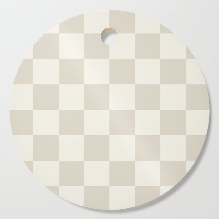 Checkerboard Check Checkered Pattern in Mushroom Beige and Cream Cutting Board