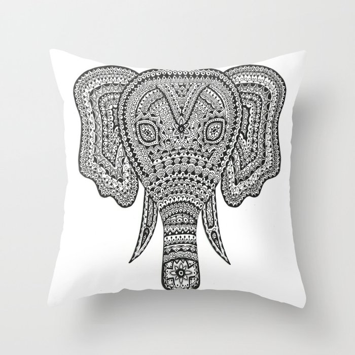 Mandala Elephant  Throw Pillow