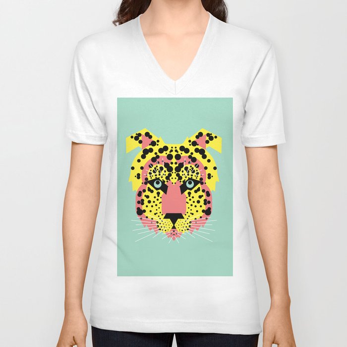 Modular Cheetah V Neck T Shirt