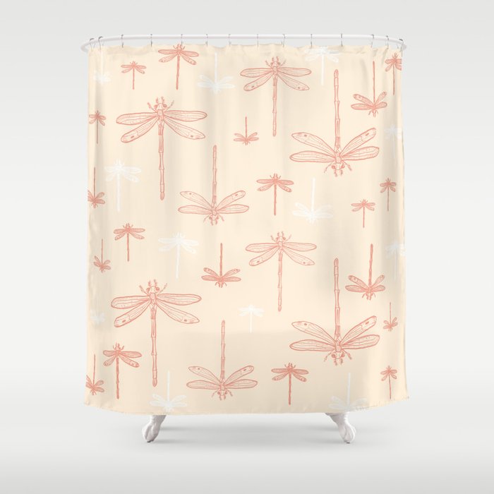 Dragonflies collection_Coconut Cream & Pale Pink Rosette palette Shower Curtain