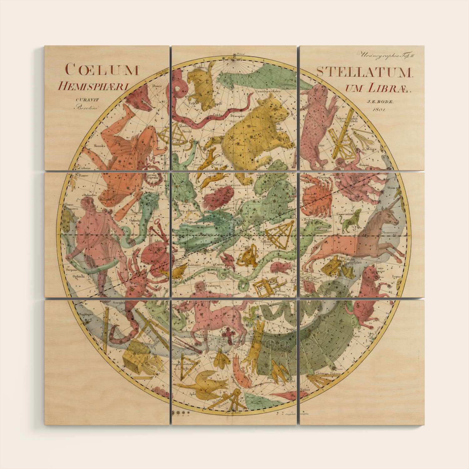 Libra Antique Astrology Zodiac Pictorial Map Wood Wall Art by ...