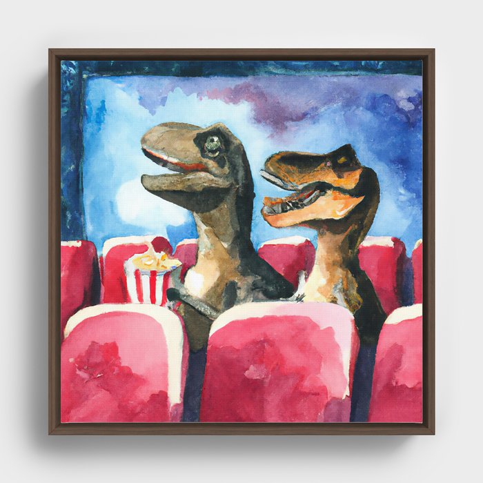 T-Rex movie night Framed Canvas