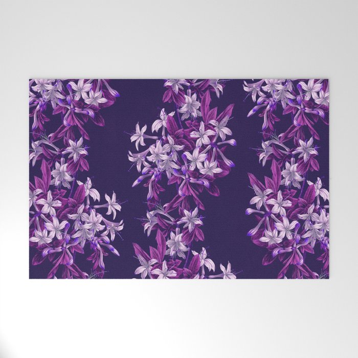 Bands of Pink and Purple Blooms Pattern Welcome Mat