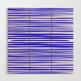 Natural Stripes Modern Minimalist Pattern in Electric Blue Wood Wall Art