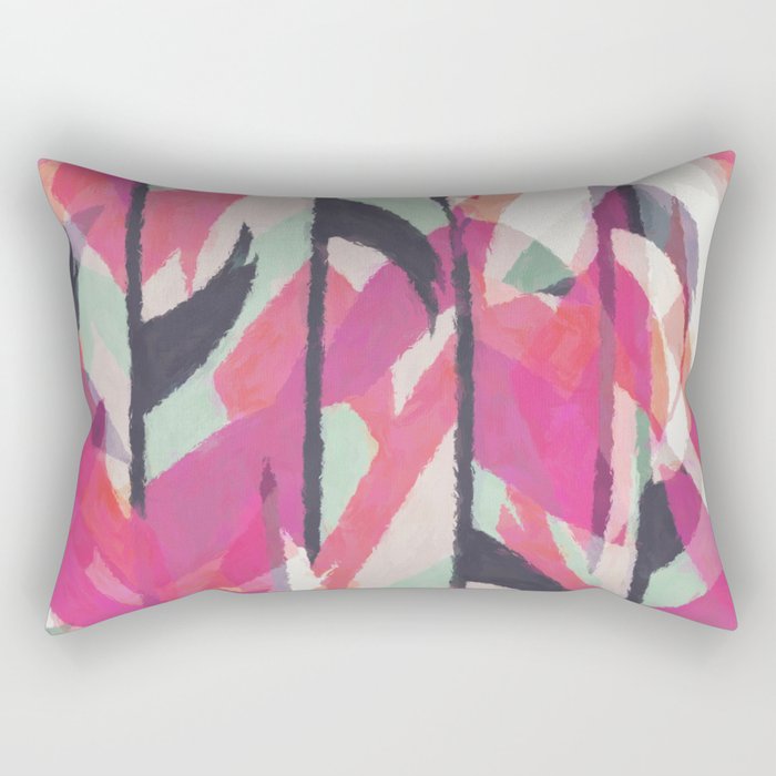 Abstract watercolor pink black teal aztec Rectangular Pillow