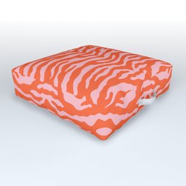 Zebra Wild Animal Print Orange and Pink Outdoor Floor Cushion