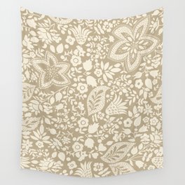 Blossoms and leaves solid sand brown Wall Tapestry