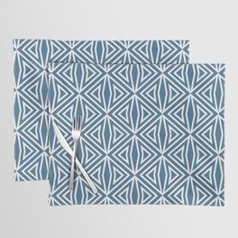 Blue and White Diamond Shape Tile Pattern 3 Pairs DE 2022 Trending Color Big Sur Blue Jade DET577 Placemat