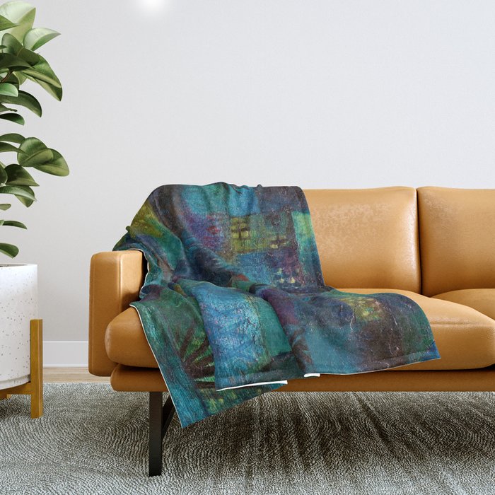 Terraced garden tropical floral Pacific blue abstract landscape painting by Paul Klee Throw Blanket