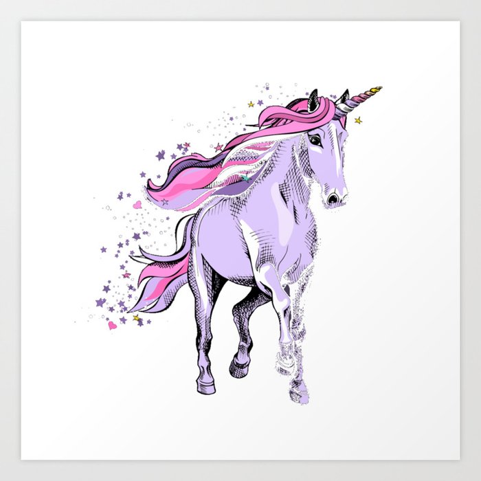 Realistic Rainbow Pink Unicorn Lgbt Pride Art Print By Saigon199x