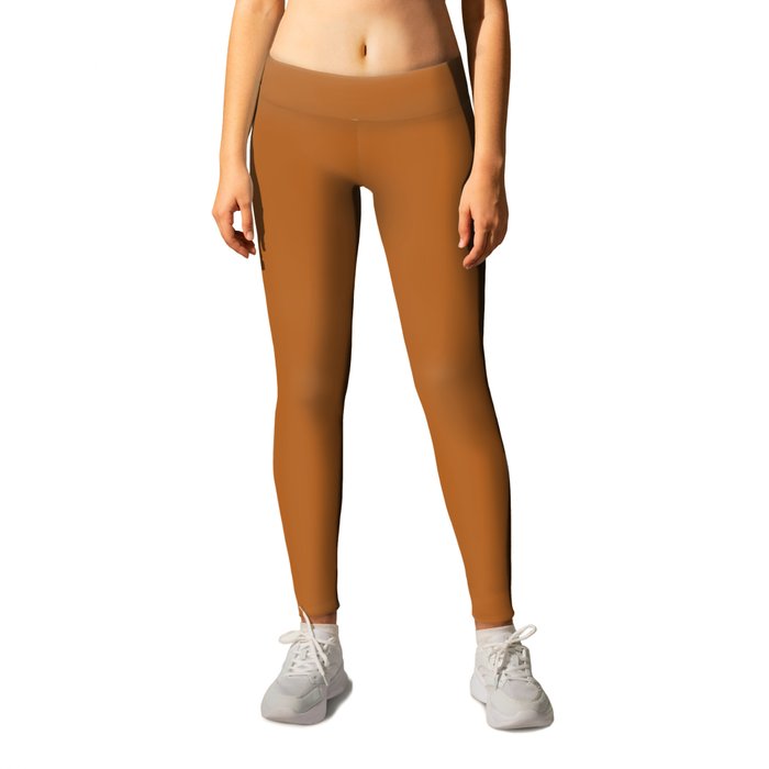 Medium Terracotta Orange Brown Solid Color Earth-tone Pairs Pantone Autumn Maple 17-1145 TCX Leggings