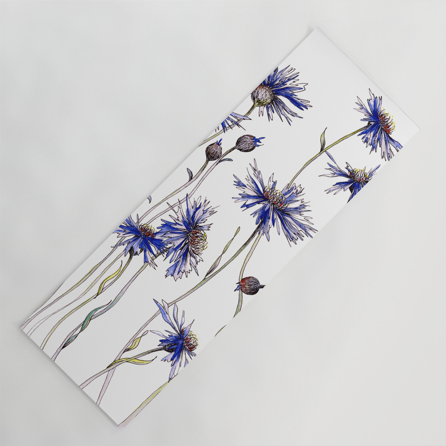 Blue Cornflowers Illustration Yoga Mat By Jrosedesign Society6