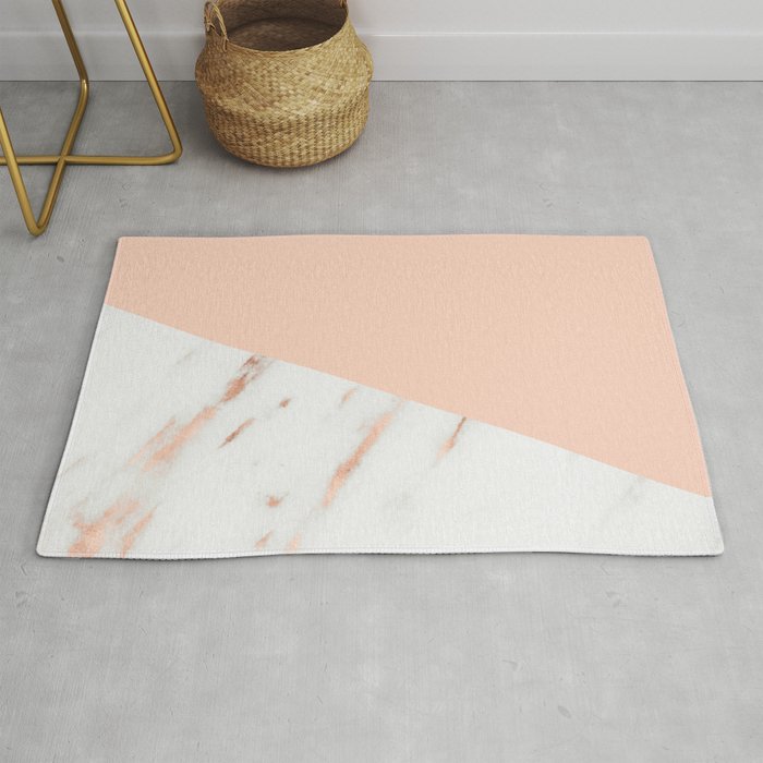 Pink Quartz and White Marble Rose Gold Rug