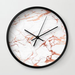 White rose-gold marble Wall Clock | Moderndecor, Blushpink, Graphicdesign, Copper, Goldmarble, Digital, Italianmarble, Marblepattern, Marbletexture, Marblestone 