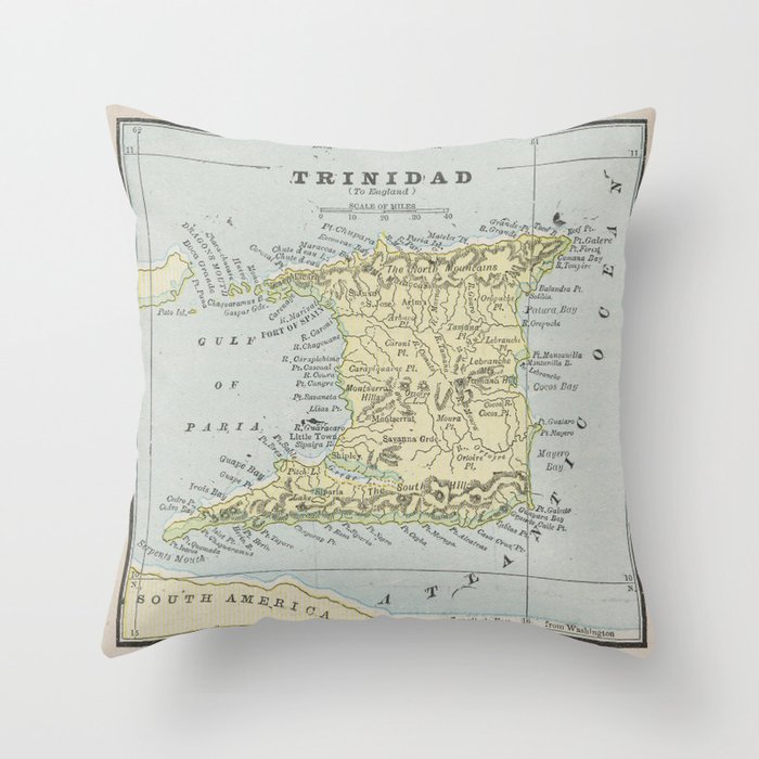 Vintage Trinidad Island Map (1901) Throw Pillow by BravuraMedia Society6