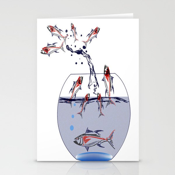 jumping fish Stationery Cards