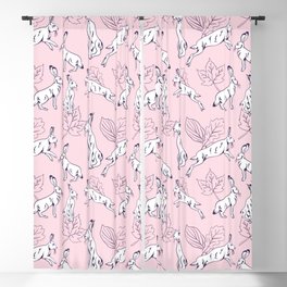 White hare on pink background  Blackout Curtain