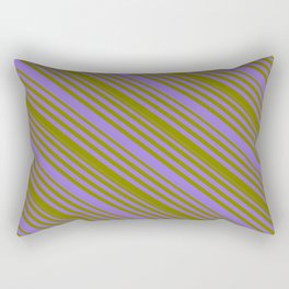 [ Thumbnail: Purple & Green Colored Lines/Stripes Pattern Rectangular Pillow ]