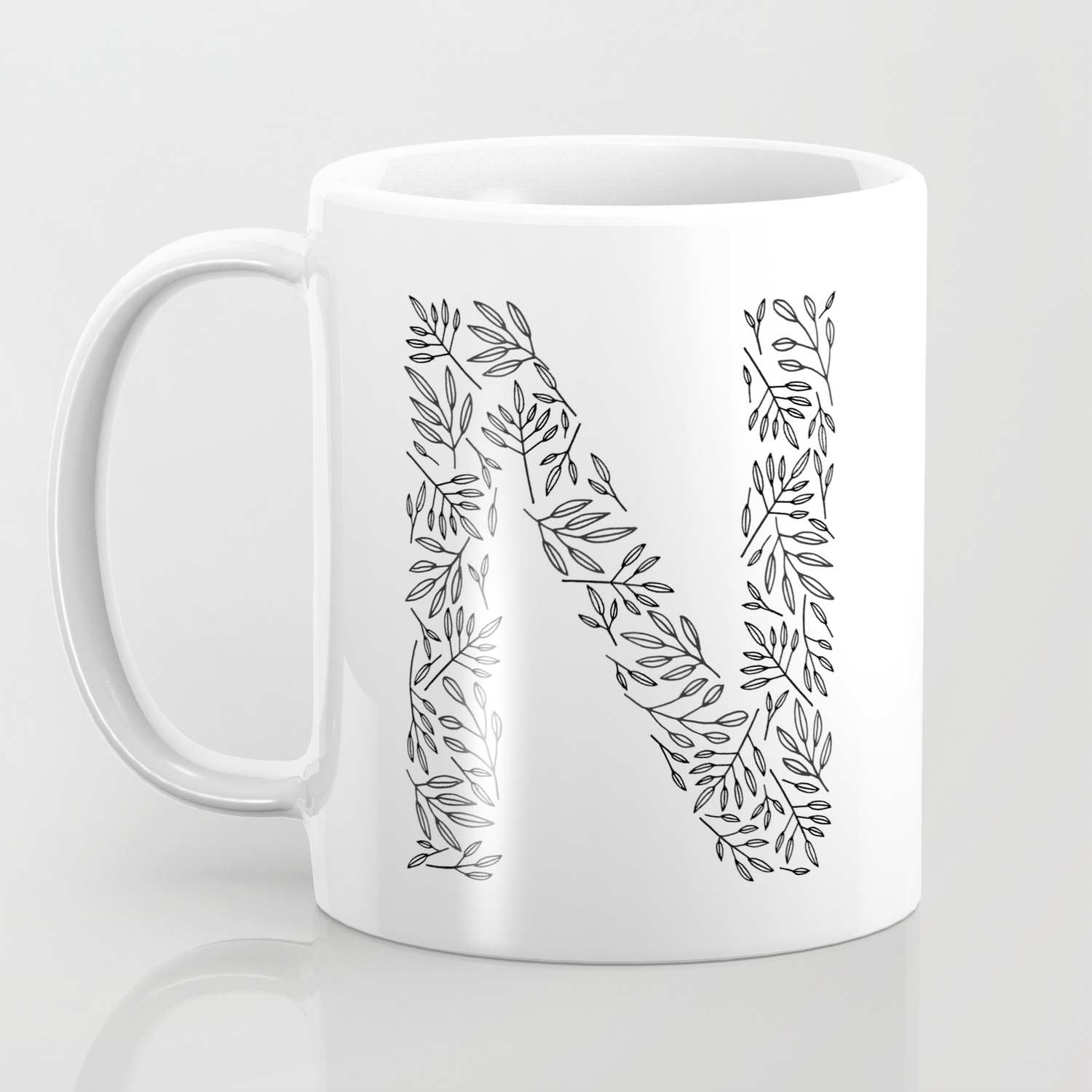 Floral Alphabet The Letter N Coffee Mug By Alexandraminkoff Society6