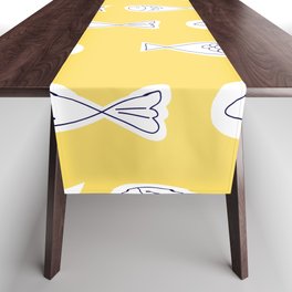 Little Fishes Pattern Yellow Background Table Runner