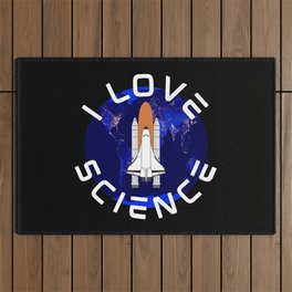 I Love Science Space Rocket Earth Shuttle Universe Retro Astronomy Outdoor Rug