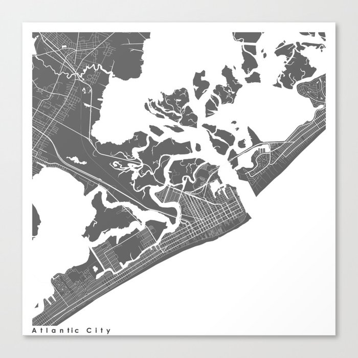 Atlantic City Modern Map Art Print Canvas Print