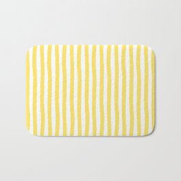 Yellow and White Cabana Stripes Palm Beach Preppy Bath Mat