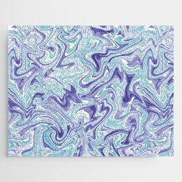 Very peri and ice blue liquify art, Pastel abstract fluid art Jigsaw Puzzle