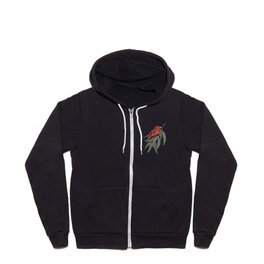 Bengali red bird pattern Zip Hoodie