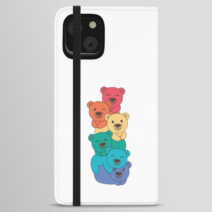 Rainbow Flag Gay Pride Lgbtq Bears Cute Bear Pile iPhone Wallet Case