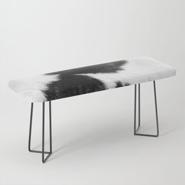 Decorative Black and White Cowhide Bench