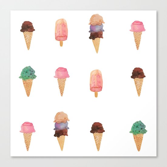Ice Cream Pattern Canvas Print
