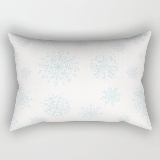 Assorted Light Blue Snowflakes On White Background Rectangular Pillow