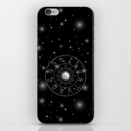 Zodiac astrology circle Silver astrological signs with moon sun and stars iPhone Skin