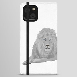  digital painting of a male white lion iPhone Wallet Case