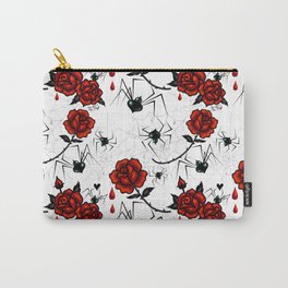 Black Widow Spider with Red Rose Carry-All Pouch