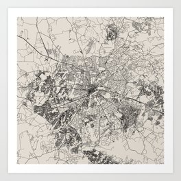Harare, Zimbabwe - City Map - Black&White Art Print