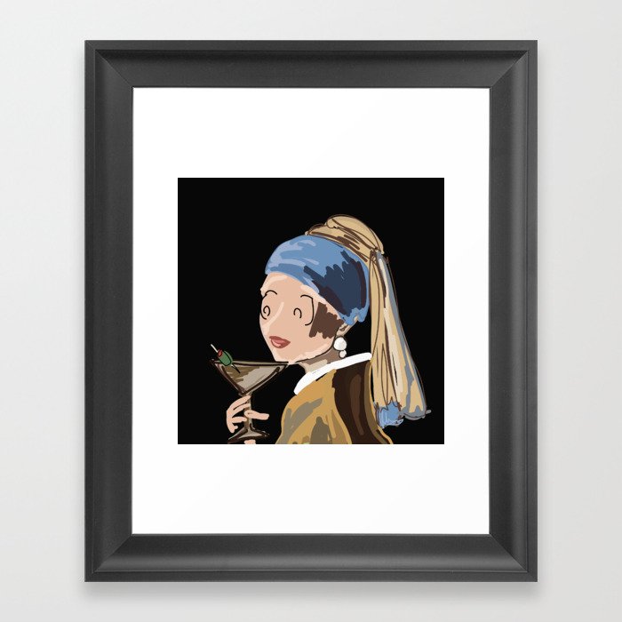 Girl with Martini Framed Art Print