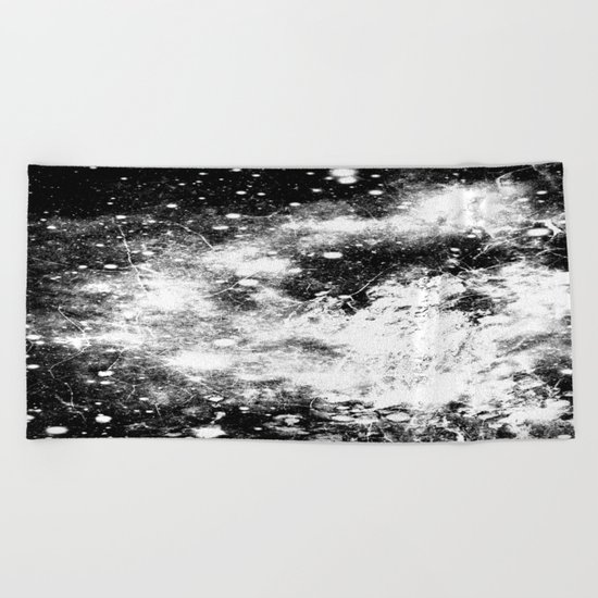 Chaotic Space : Galaxy Black White Gray Beach Towel