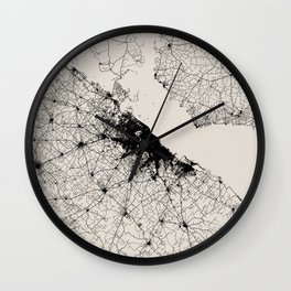 Buenos Aires, Argentica. Black and White City Map - Aesthetic Wall Clock