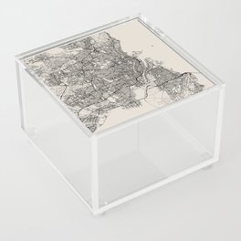 Copenhagen, Denmark - City Map - Black and White Acrylic Box