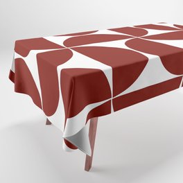Dark red mid century modern geometric shapes Tablecloth