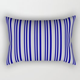 [ Thumbnail: Blue & Grey Colored Stripes Pattern Rectangular Pillow ]