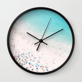 Beach Loving - Aerial Beach photography by Ingrid Beddoes Wall Clock | Artprint, Agua, Turquoise, Interiordesign, Ocean, Photo, Aerialoceanphoto, Beachumbrellas, Se, Colorfulbeach 