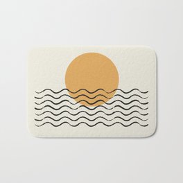 Ocean wave gold sunrise - mid century style Bath Mat