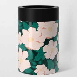 Cosmos Flowers Green and Peachy Can Cooler