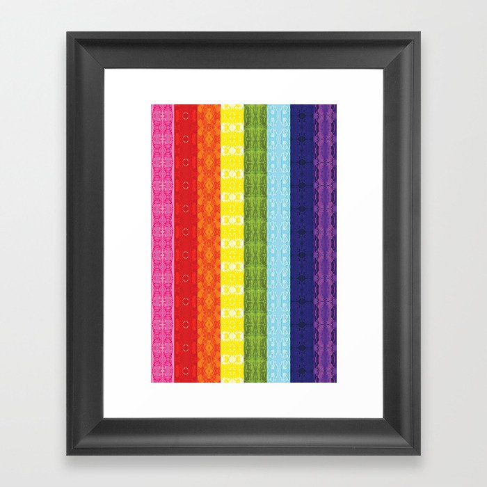 TorsoPattern Gay Pride Flag (Original 8-Color) Framed Art Print
