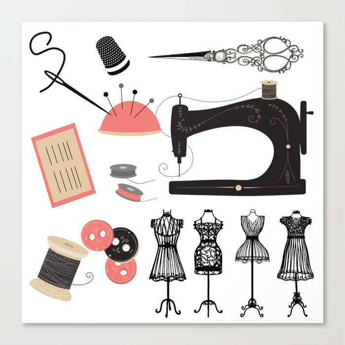 Pink Modern Electronic Sewing Machine Dressmakers Equipment Vector