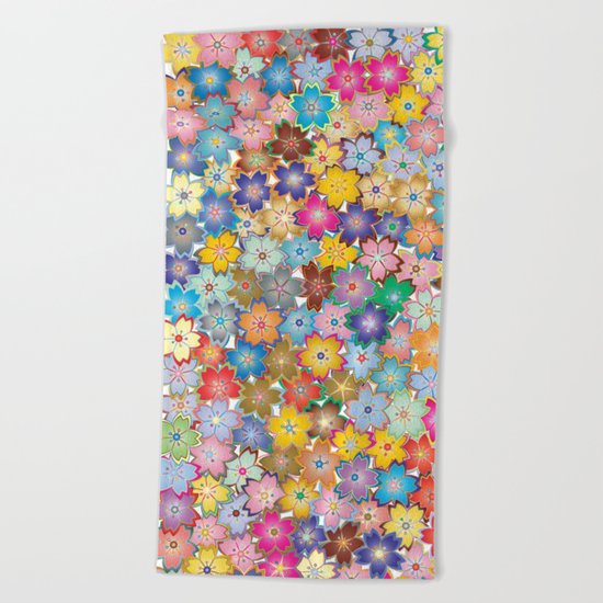 Cherry Blossom Flowers Beach Towel